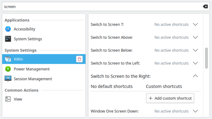 Screenshot of Shortcut to get screen in direction relative to reference