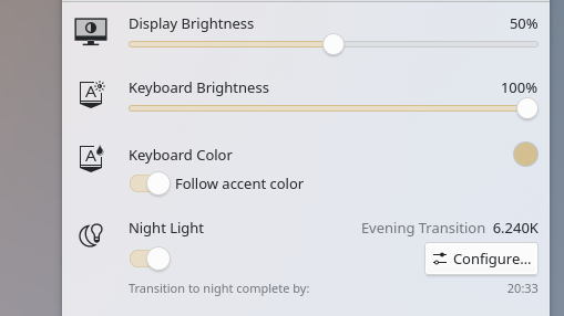 Screenshot of Overhauled and extended applets for power management and brightness